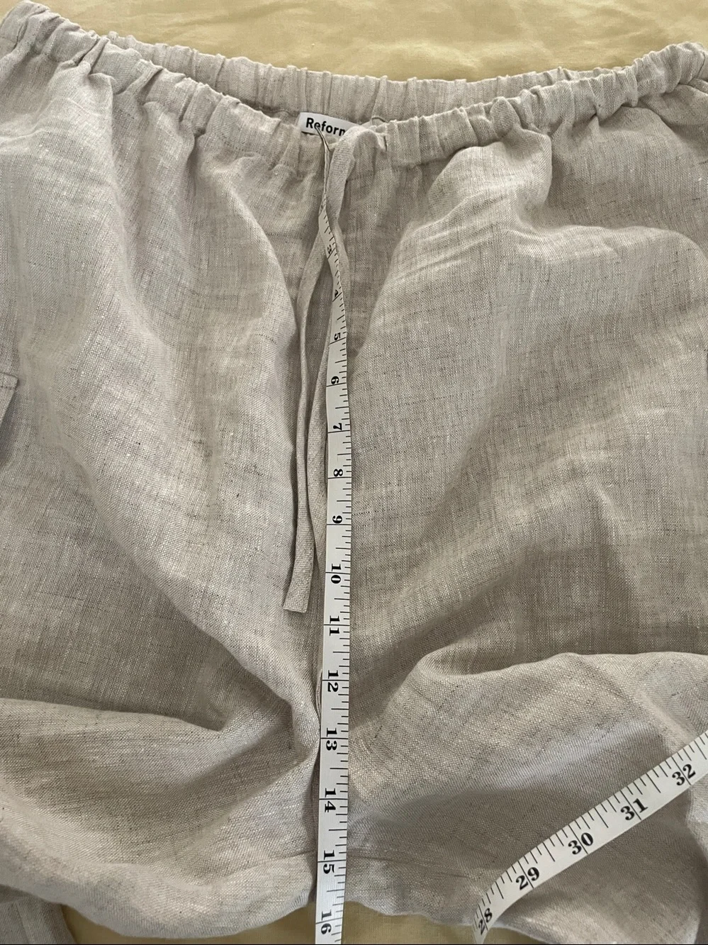Reformation Ethan linen cargo pants in oat wide leg XL plus size